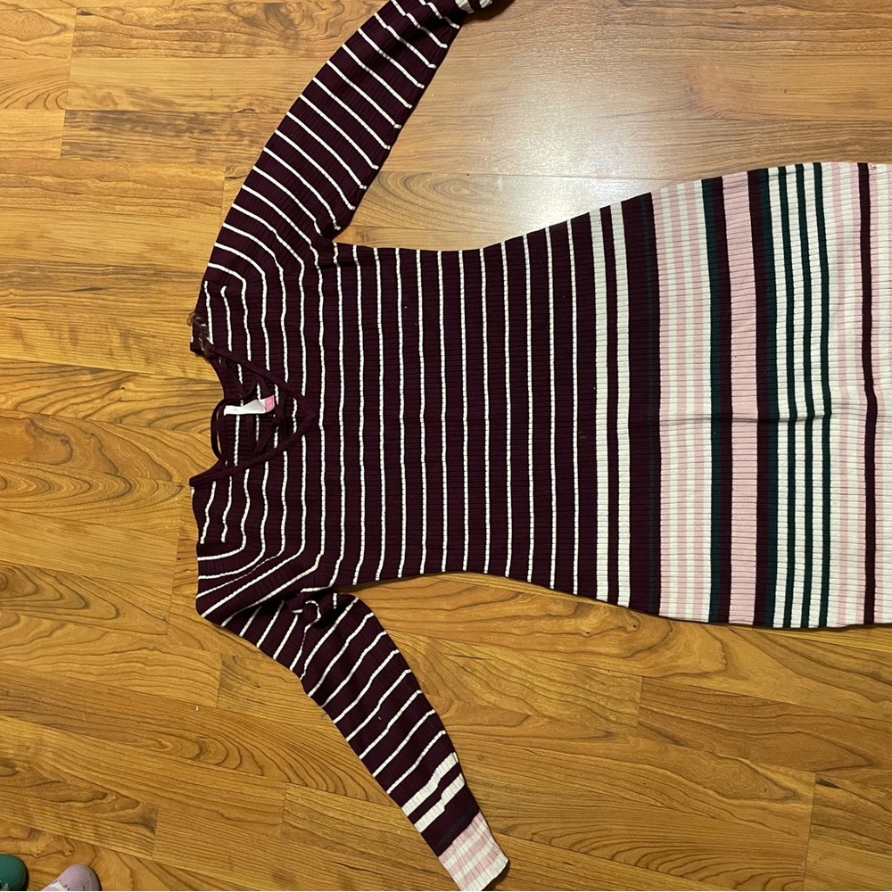 No Boundaries Burgundy and Pink Striped Dress